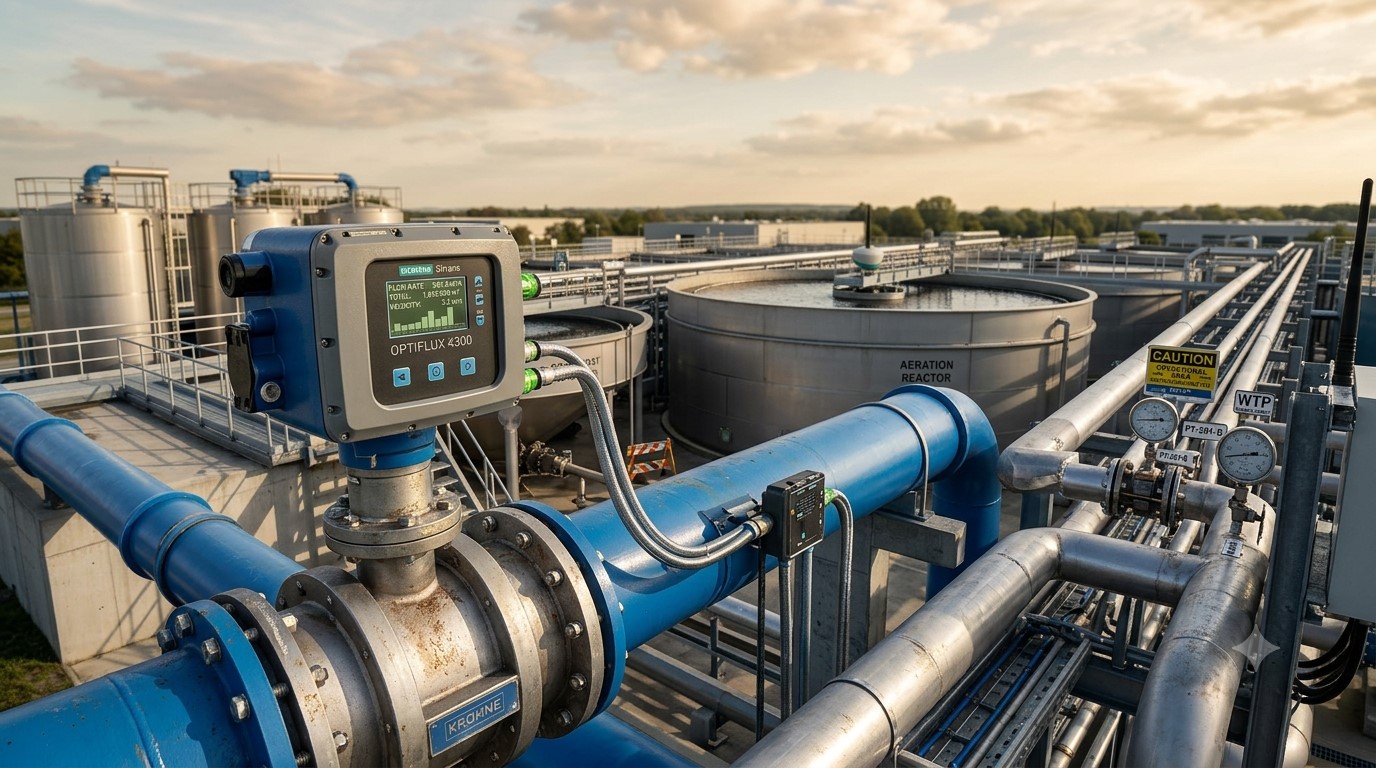 IoT sensors and a controller panel installed on a wastewater treatment line